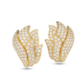 Flames Earrings Diamond Gold