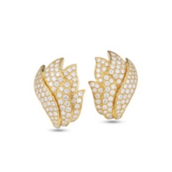 Flames Earrings Diamond Gold
